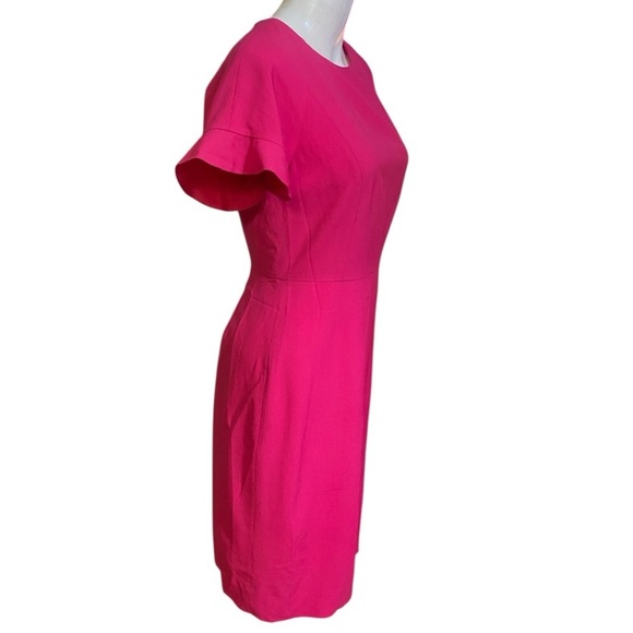 JCrew Ruffle-Sleeve Sheath Dress Italian Stretch Wool Pink G3959 Year Round Wear - Picture 4 of 10